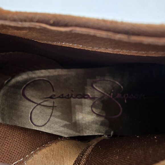 Jessica Simpson Women’s Size 5 Brown Leather Ankle Boots with Heels New - Picture 8 of 9